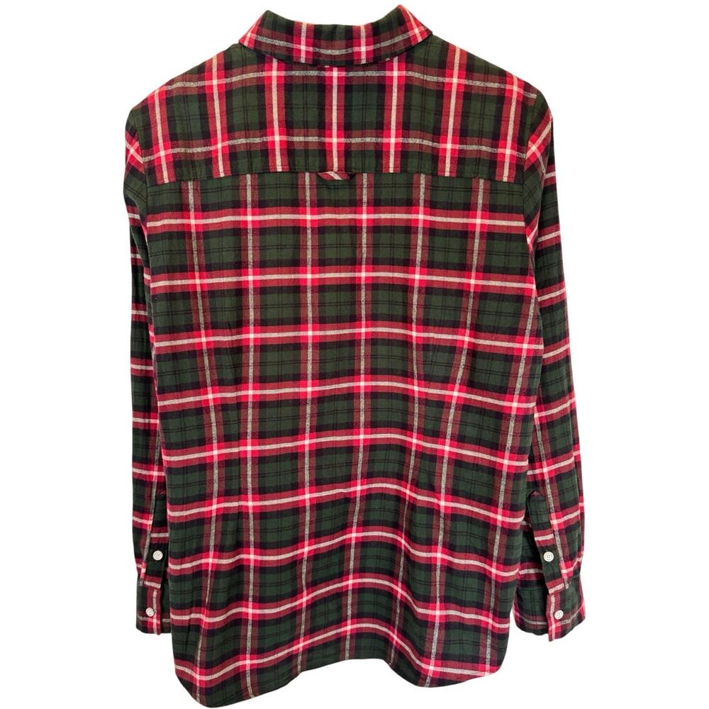 Brooks Brothers Women’s 12 Red Plaid Button Down Shirt Cotton Red Fleece Preppy - Picture 5 of 8